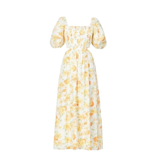 Faithfull The Brand Cutout Spring Loucetta Romantic Cottage Midi Dress NWT Sz S - Picture 5 of 15